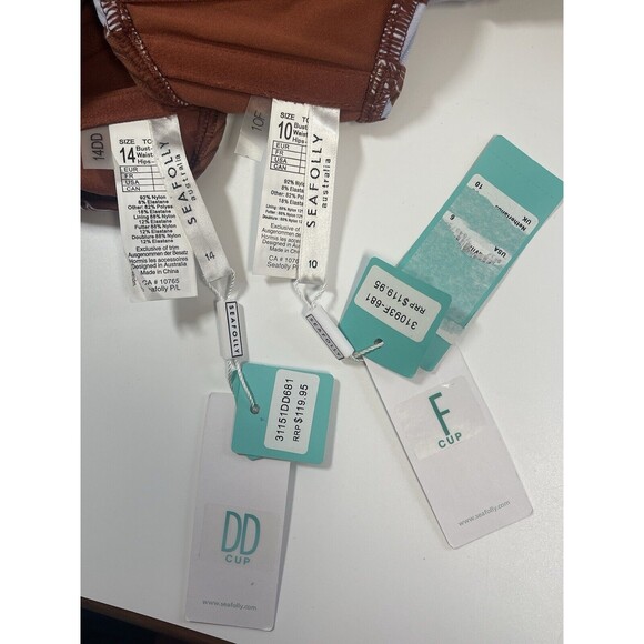 SEAFOLLY Australia Wild Tropics Square Neck Tank Bikini Top Amber Sz DD & F New - Picture 6 of 7